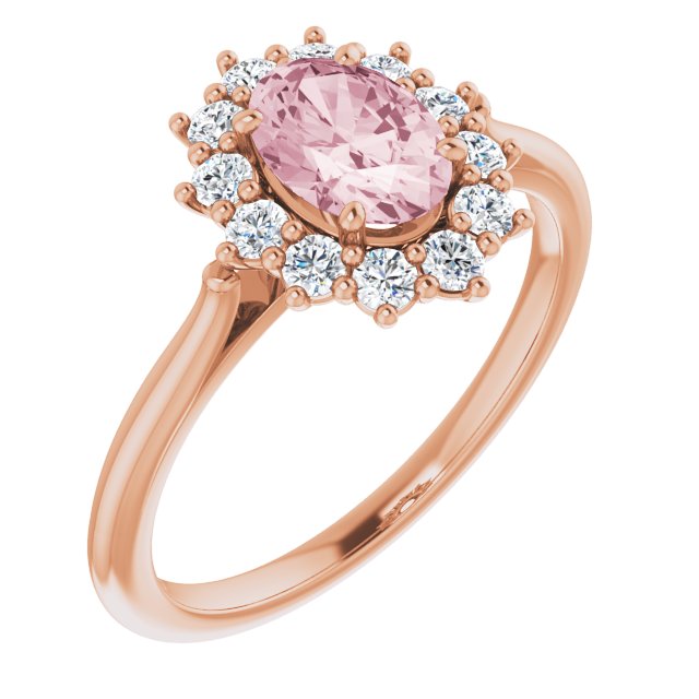 Oval Natural Pink Morganite & 3/8 CTW Natural Diamond Ring