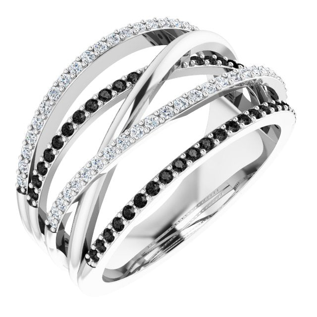 Round 1/2 CTW Natural Black & White Diamond Ring