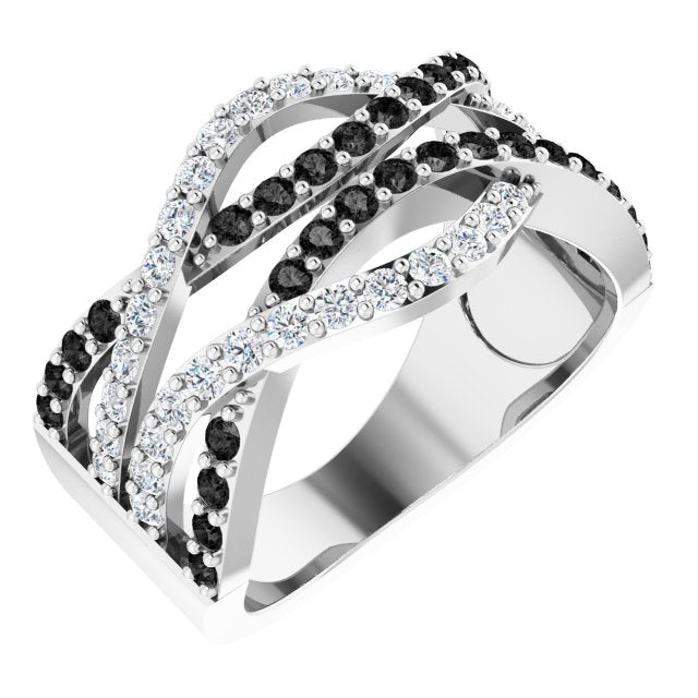 Round 1 CTW Natural Black & White Diamond Ring