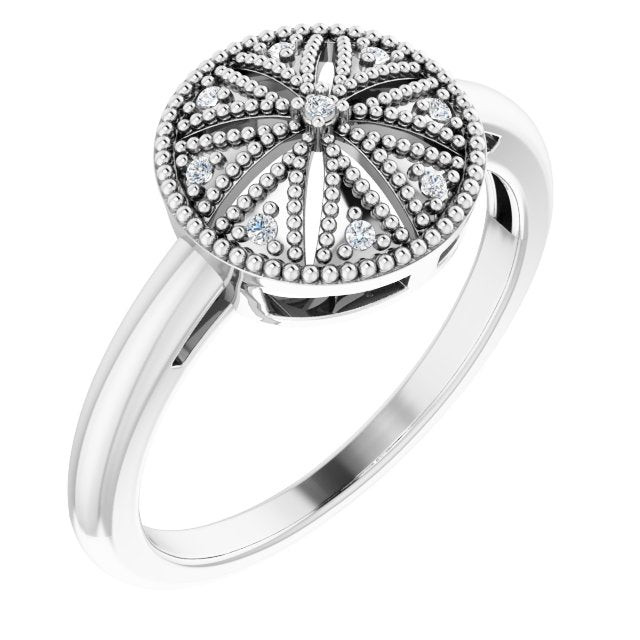 Round .04 Natural Diamond Filigree Ring