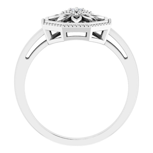Round .03 CTW Natural Diamond Filigree Ring