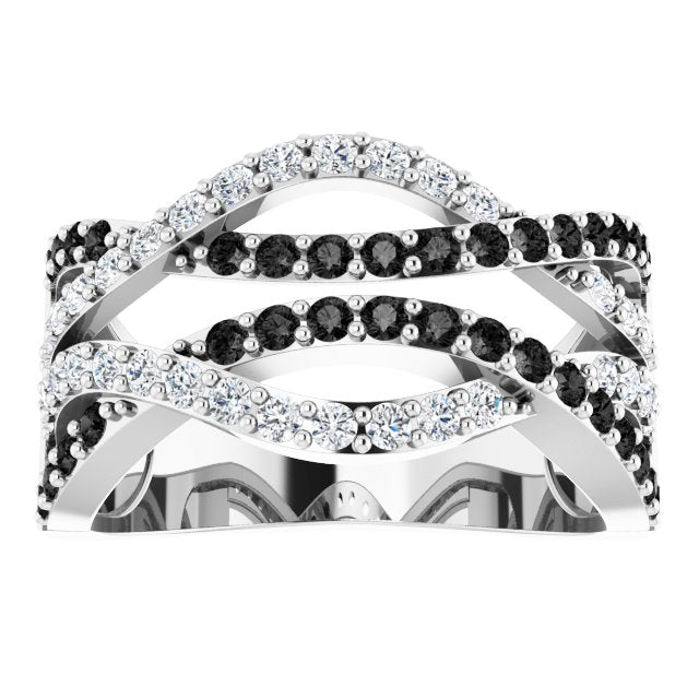 Round 1 CTW Natural Black & White Diamond Ring