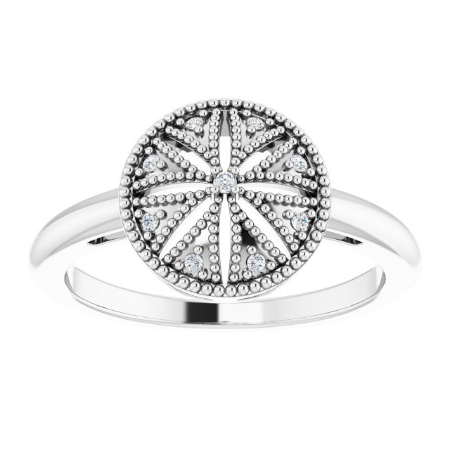 Round .04 Natural Diamond Filigree Ring