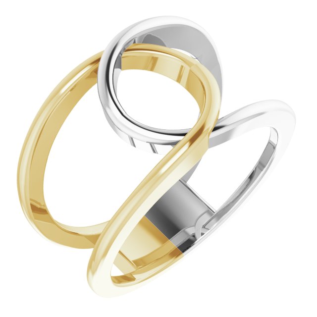 14K White/Yellow Interlocking Loop Ring