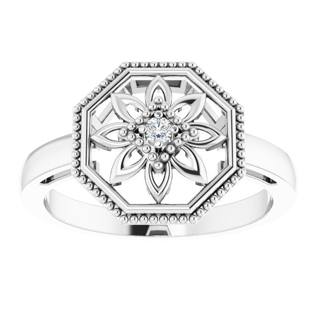 Round .03 CTW Natural Diamond Filigree Ring