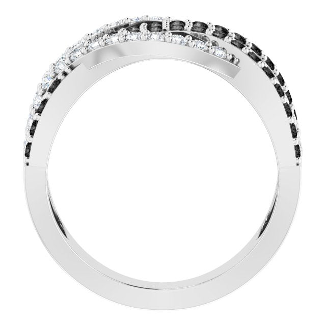 Round 1 CTW Natural Black & White Diamond Ring