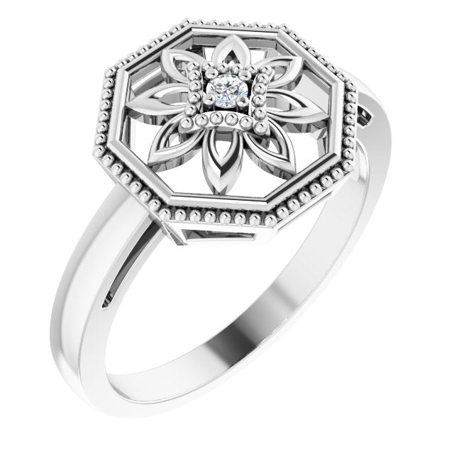 Round .03 CTW Natural Diamond Filigree Ring