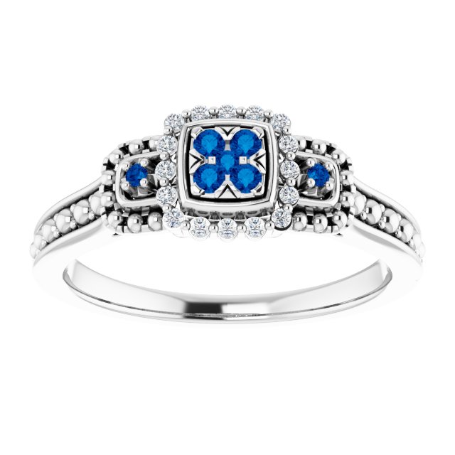 Natural Blue Sapphire & .06 CTW Natural Diamond Halo-Style Illusion Ring