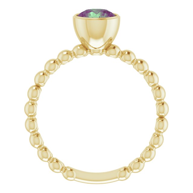 Round Lab-Grown Alexandrite Family Beaded Stackable Ring