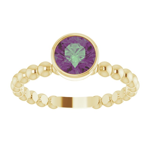 Round Lab-Grown Alexandrite Family Beaded Stackable Ring