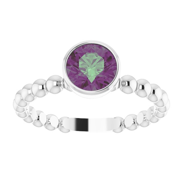 Round Lab-Grown Alexandrite Family Beaded Stackable Ring