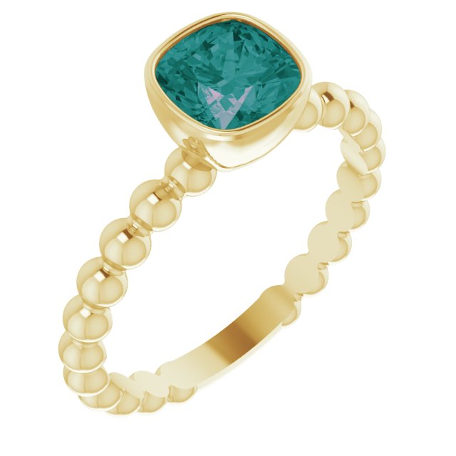 Cushion Lab-Grown Alexandrite Family Stackable Ring