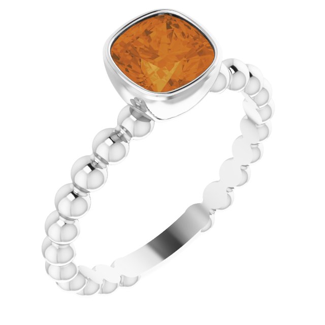 Cushion Natural Citrine Family Stackable Ring