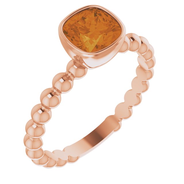 Cushion Natural Citrine Family Stackable Ring