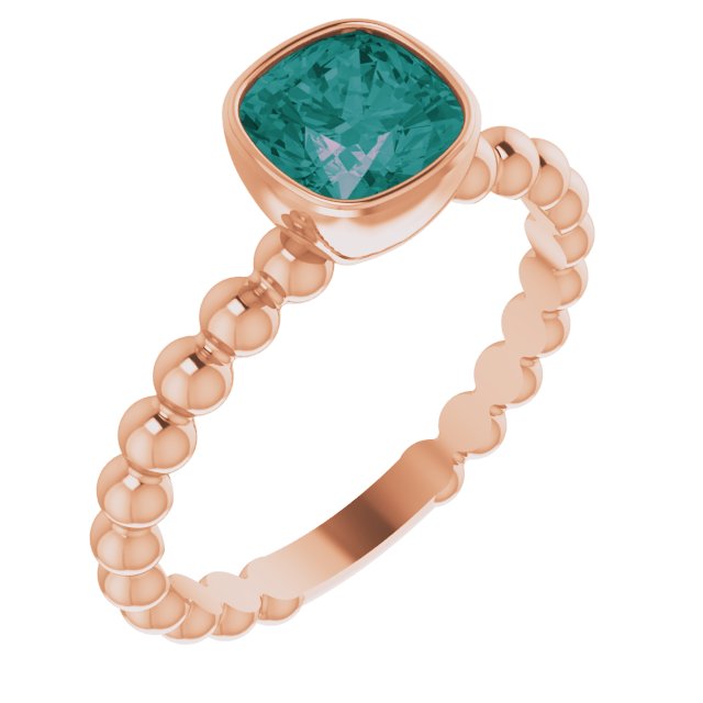 Cushion Lab-Grown Alexandrite Family Stackable Ring