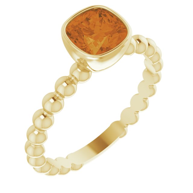 Cushion Natural Citrine Family Stackable Ring