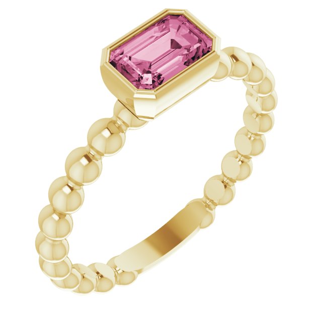 Emerald Natural Pink Tourmaline Family Stackable Ring