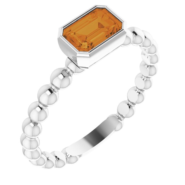 Emerald Natural Citrine Family Stackable Ring