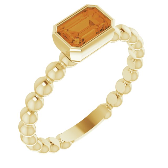 Emerald Natural Citrine Family Stackable Ring