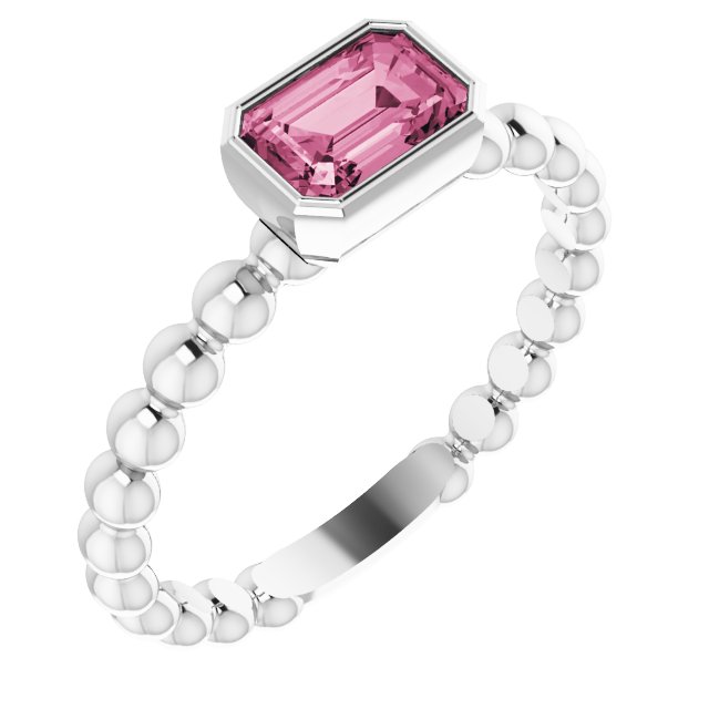 Emerald Natural Pink Tourmaline Family Stackable Ring