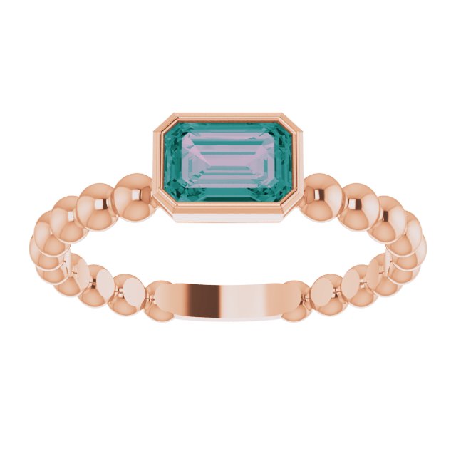 Emerald Lab-Grown Alexandrite Family Stackable Ring