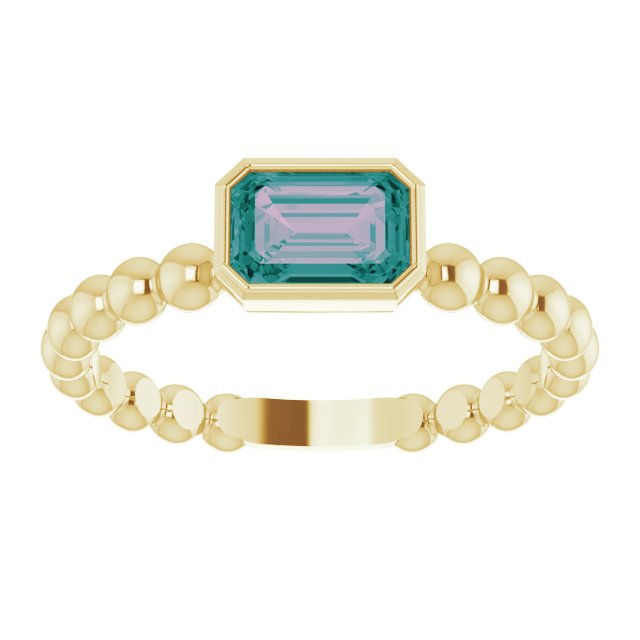 Emerald Lab-Grown Alexandrite Family Stackable Ring