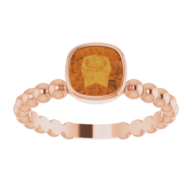 Cushion Natural Citrine Family Stackable Ring