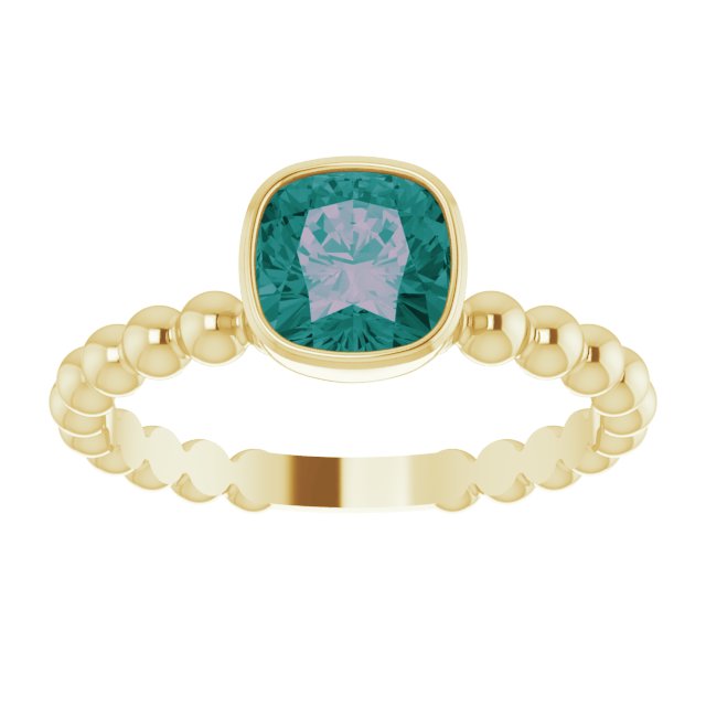 Cushion Lab-Grown Alexandrite Family Stackable Ring