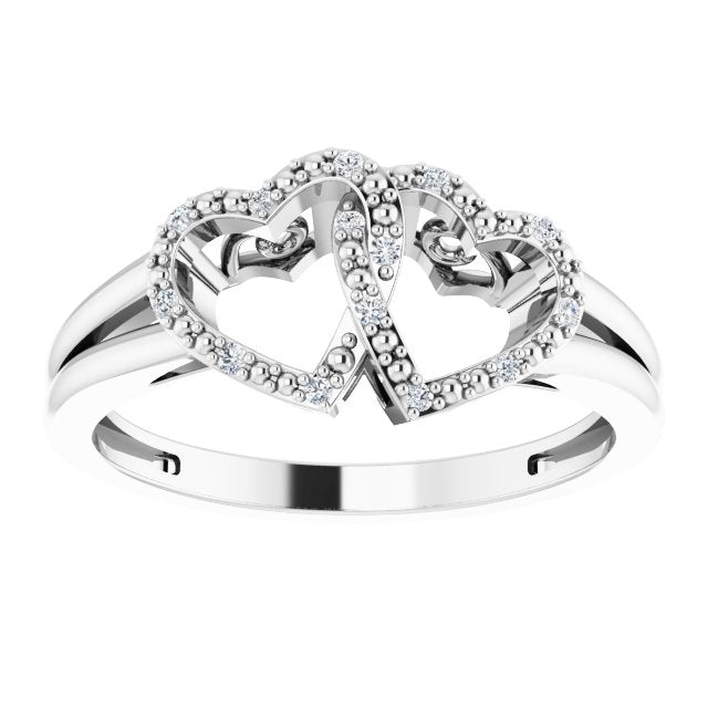 Round .05 CTW Natural Diamond Double Heart Ring