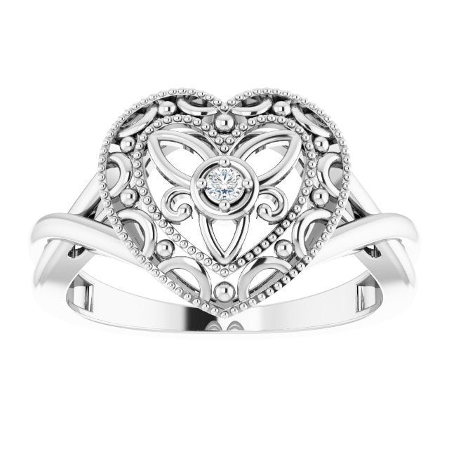 .025 CTW Natural Diamond Heart Ring