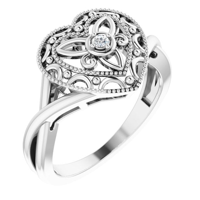.025 CTW Natural Diamond Heart Ring