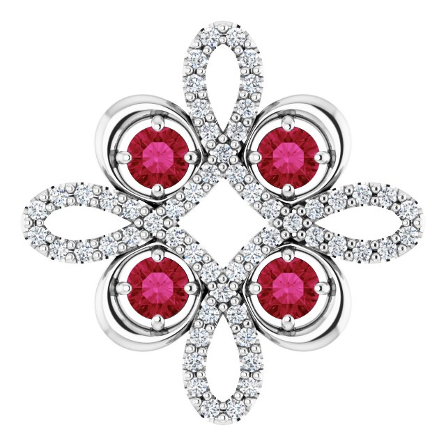 Round Natural Ruby & 1/6 CTW Natural Diamond Clover Pendant