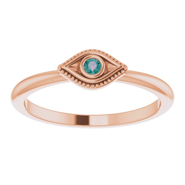 Round Lab-Grown Alexandrite Stackable Evil Eye Ring