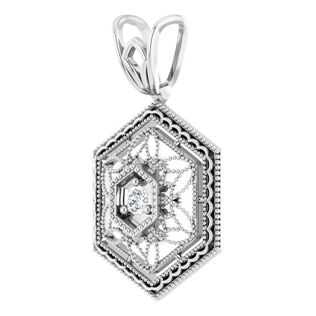 .03 CT Natural Diamond Filigree Pendant