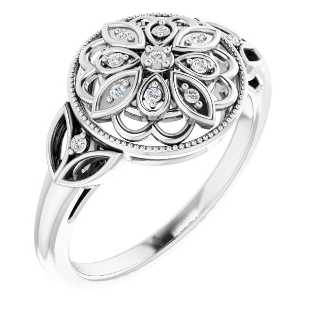 Round .06 CTW Natural Diamond Filigree Ring