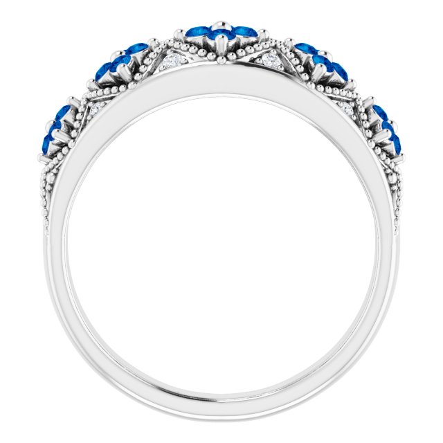 Round Natural Blue Sapphire & .05 CTW Natural Diamond Ring