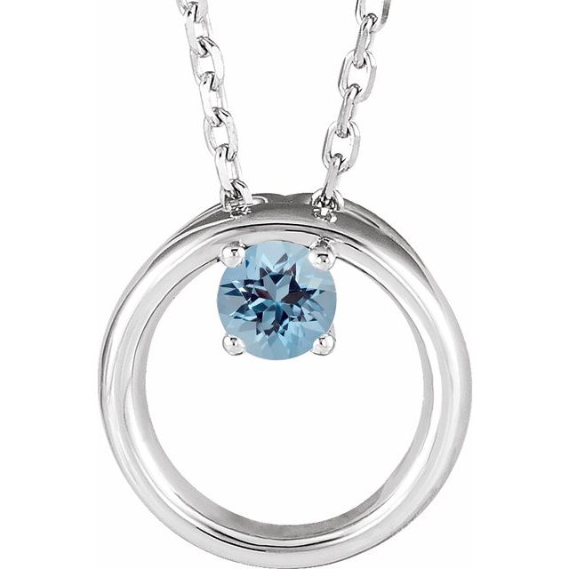Natural Aquamarine Circle Necklace