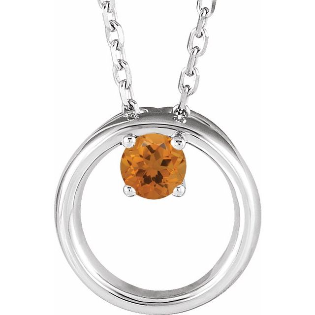 Natural Citrine Circle Necklace