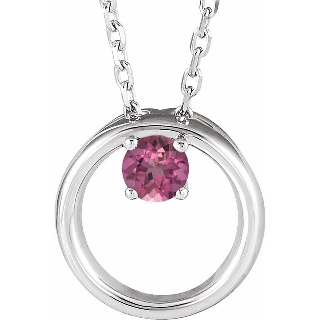Natural Pink Tourmaline Circle Necklace