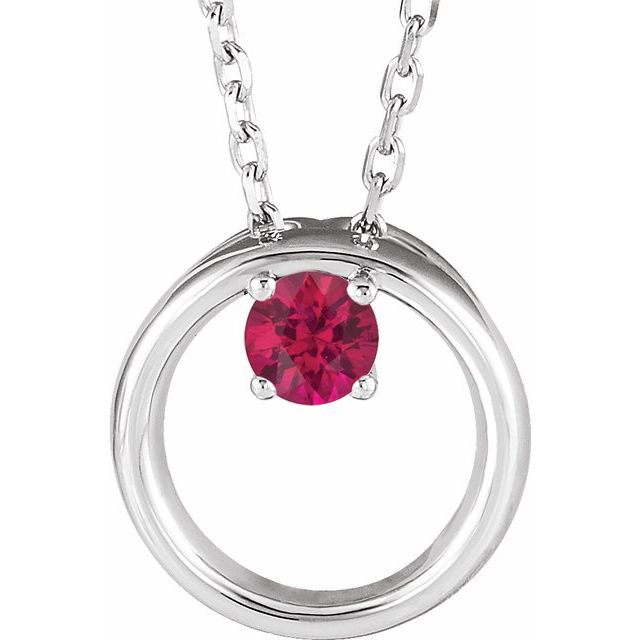 Lab-Grown Ruby Circle Necklace