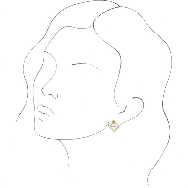 Square Natural Peridot & 1/3 CTW Natural Diamond Earrings