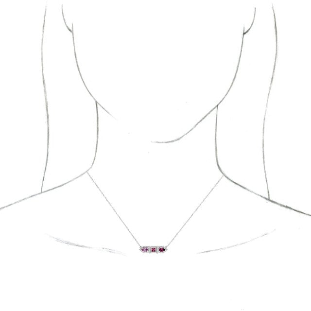 Natural Pink Multi-Gemstone Geometric Bar Necklace