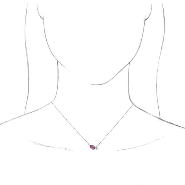 Pear Natural Pink Sapphire & 1/6 CTW Natural Diamond Necklace