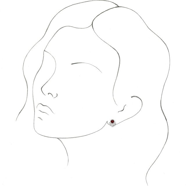 Round Natural Mozambique Garnet & 1/8 CTW Natural Diamond Earrings