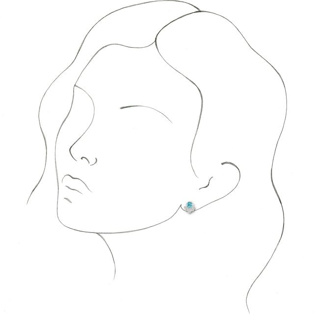 Round Natural Blue Zircon & 1/8 CTW Natural Diamond Earrings