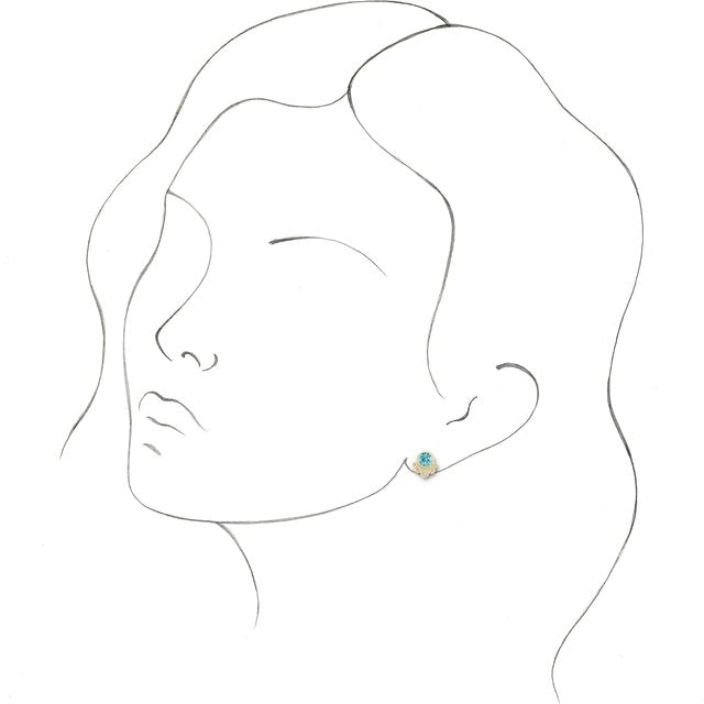 Round Natural Blue Zircon & 1/8 CTW Natural Diamond Earrings