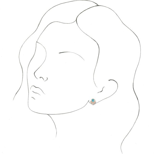 Round Natural Blue Zircon & 1/8 CTW Natural Diamond Earrings
