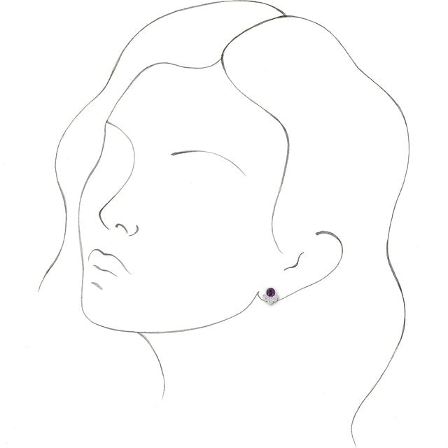 Round Lab-Grown Alexandrite & 1/8 CTW Natural Diamond Earrings