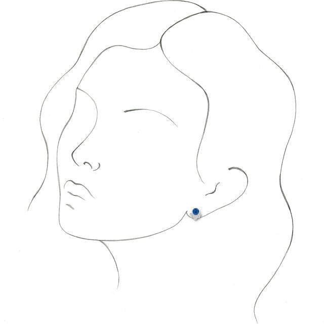 Round Lab-Grown Blue Sapphire & 1/8 CTW Natural Diamond Earrings