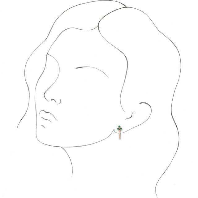 Round Natural Emerald & 1/4 CTW Natural Diamond J-Hoop Earrings